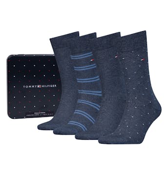 Tommy Hilfiger sokken 4 paar Tin Giftbox Stripe Dot H