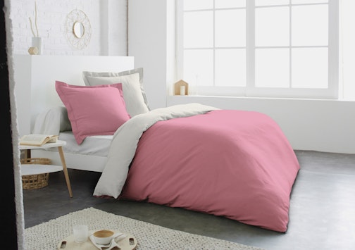 Home lineN housse de couette Bicolore pink/ivoire coton