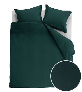 Ambiante housse de couette Cotton Uni Dark Green Coton 200 x 200-220 cm