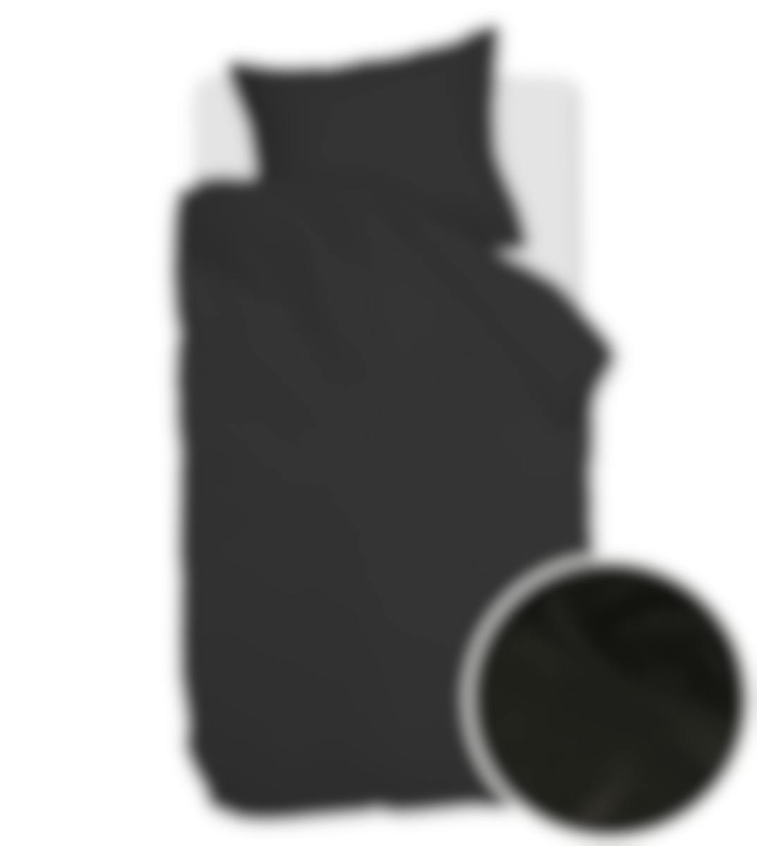 Ambiante housse de couette Satin Uni Black Satin de coton 140 x 200-220 cm