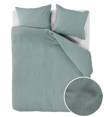 At Home by Beddinghouse dekbedovertrek Relax Grey Green Waffle 200 x 200-220 cm