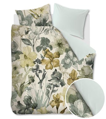 Beddinghouse housse de couette Iris Field Grey Green Satin de coton 240 x 200-220 cm