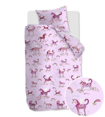 Beddinghouse Kids housse de couette Hannekejag Unicorn Paradise Pink Coton