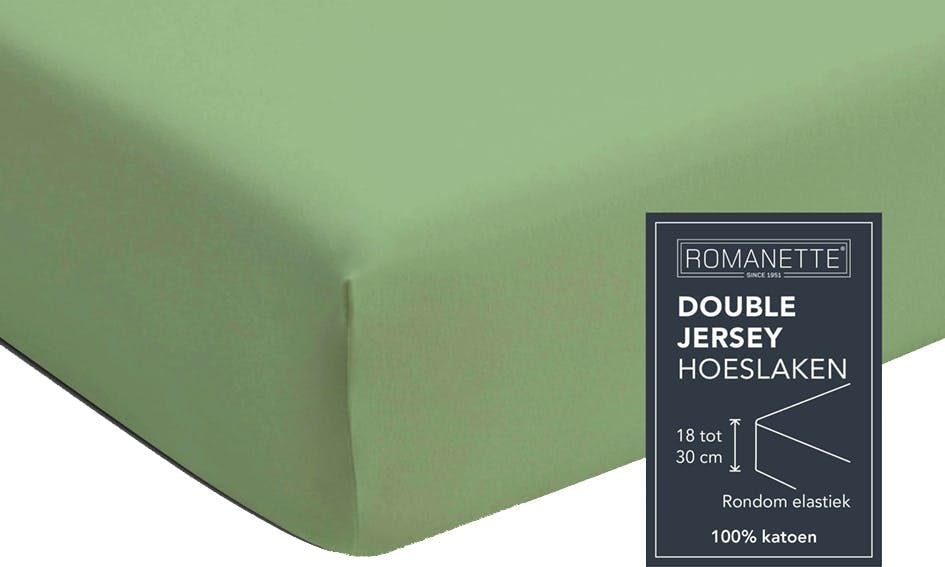 Ongemak Doornen Vertolking Romanette hoeslaken dusty green double jersey (hoek 18-30 cm) TE600076