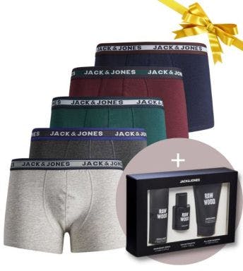 Cadeau set heren 5 pack short Jack & Jones + verzorgingsset 