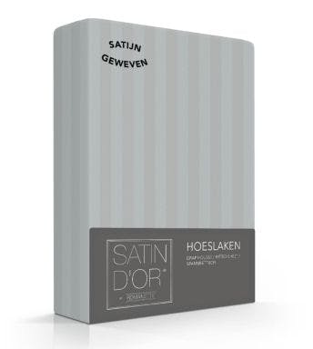 Satin d'Or hoeslaken Satijnstreep Silver Katoensatijn (hoek 25 cm)