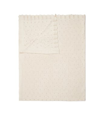 Essenza plaid Knitted Ajour Antique White Coton organique 130 x 170 cm