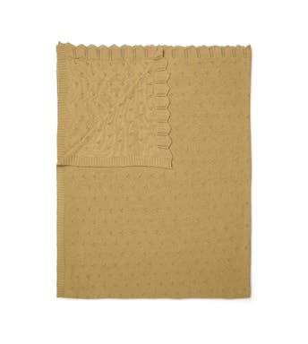 Essenza plaid Knitted Ajour Fern Yellow Coton organique 130 x 170 cm 130 x 170 cm