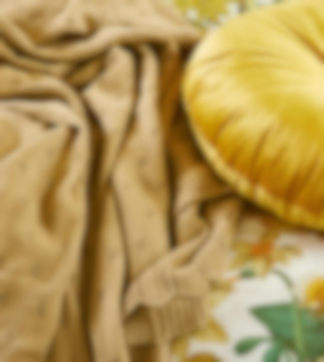 Essenza plaid Knitted Ajour Fern Yellow Biokatoen 130 x 170 cm