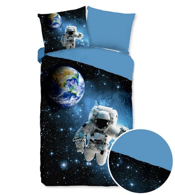 Good Morning housse de couette Astronaut Blue Coton 140 x 200-220 cm
