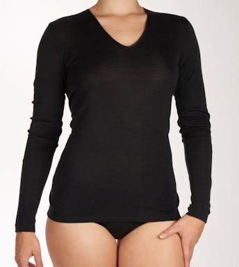 Hanro T-shirt thermique Woolen Silk Long Sleeve Shirt Femmes