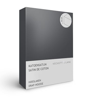 Heckett Lane drap-housse Elementi Classic Anthracite Satin de coton (coin 40 cm) 160 x 200 cm