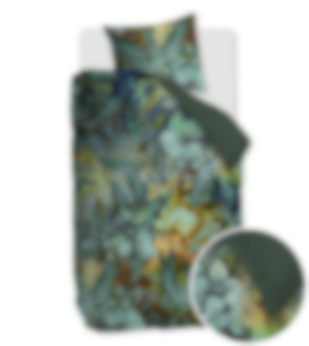 Kardol housse de couette Floral Embrace Blue Green Satin de coton 140 x 200-220 cm