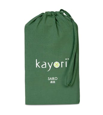 Kayori hoeslaken Saiko Dark Green katoenjersey (hoek 40 cm) 80-100 x 200-220 cm