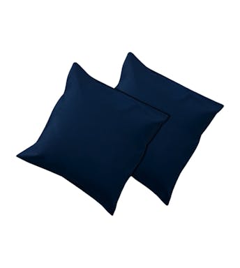 Sleepnight taie d'oreiller bleu marine coton set de 2