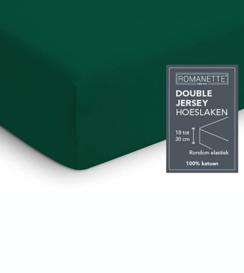 Romanette hoeslaken Forest Green Double Jersey Katoen (hoek 18-30 cm)