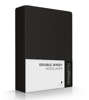Romanette hoeslaken zwart double jersey (hoek 18-30 cm) 80-100 x 200-220 cm