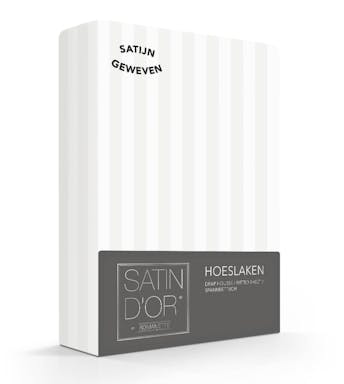 Satin d'Or hoeslaken Satijnstreep White Katoensatijn (hoek 25 cm)