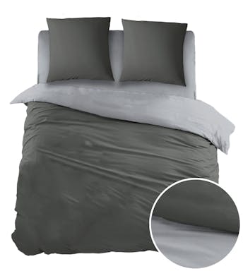 Sleepnight housse de couette Bicolor Antracite Gris Coton 140 x 200-220 cm