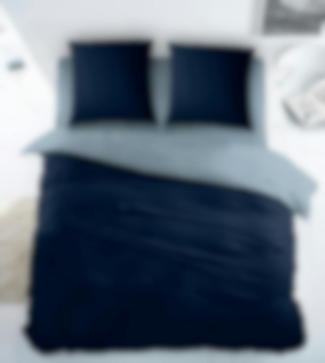 Sleepnight housse de couette Bicolor Bleu Marine/Bleu Claire Flanelle