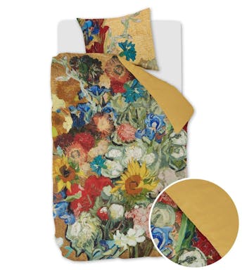 Van Gogh housse de couette Bouquet D'anniversaire Gold Satin de coton 140 x 200-220 cm