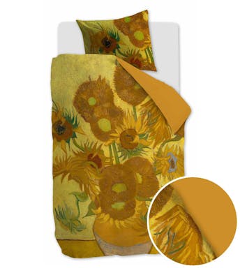 Van Gogh housse de couette Tournesol Yellow Satin de coton 140 x 200-220 cm