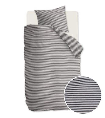 VTwonen dekbedovertrek Comfy Stripe Grey katoenjersey 140 x 220 cm