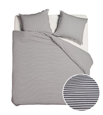 VTwonen housse de couette Comfy Stripe Grey Jersey de coton 240 x 220 cm